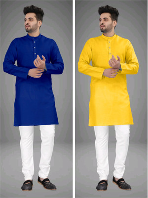DIAMOND CLUSTER Men Solid Straight Kurta(Multicolor)