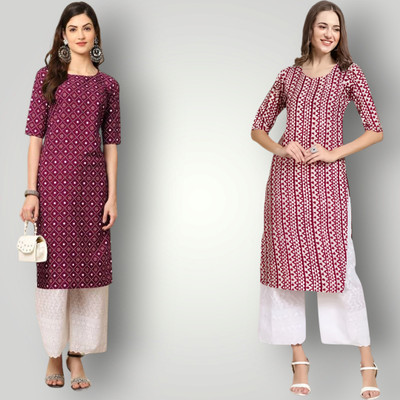 HouseOfCommon Women Printed Straight Kurta(Multicolor)