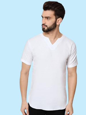 Super Westan Men Solid Straight Kurta(White)