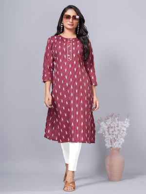 SimpliEthnic Women Self Design Straight Kurta(Pink)