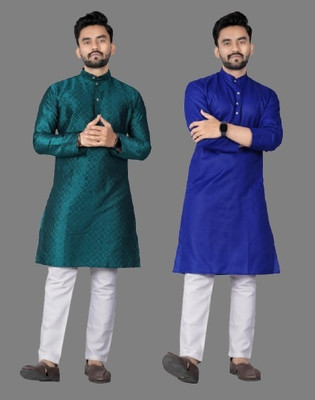 DHASU TRENDZ Men Self Design Straight Kurta(Multicolor)