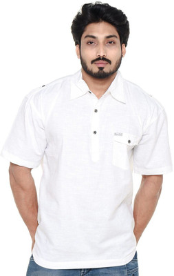 TWIST Men Solid Straight Kurta(White)