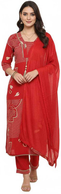 Aaradhya Collection Geometric Print Kurta, Salwar & Dupatta Set