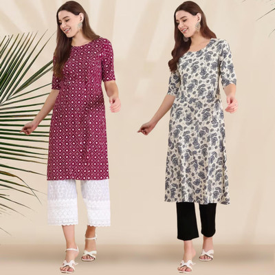 EthnicBasket Women Printed A-line Kurta(Multicolor)