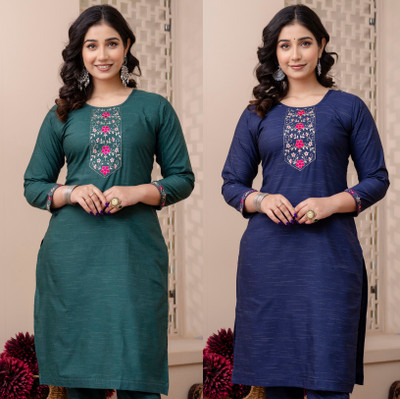 AUZAAI COLLECTION Women Patchwork Straight Kurta(Multicolor)