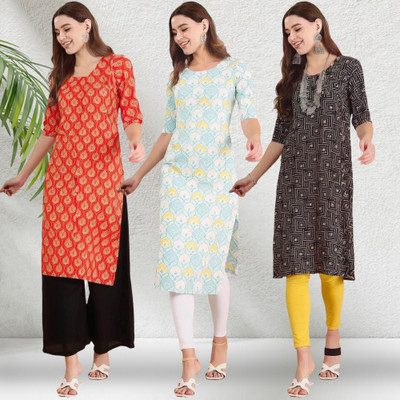 1 Stop Fashion Women Printed A-line Kurta(Multicolor)