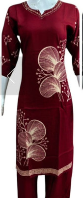 Shiv sakti collection Women Solid A-line Kurta(Maroon)