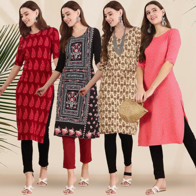 1 Stop Fashion Women Printed A-line Kurta(Multicolor)