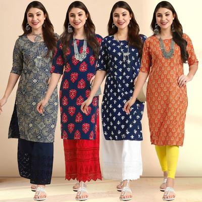 1 Stop Fashion Women Printed A-line Kurta(Multicolor)
