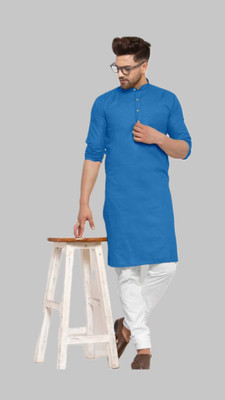 VINAARI Men Solid A-line Kurta(Blue)