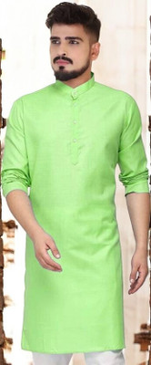 Krisha trend Men Solid Straight Kurta(Light Green)