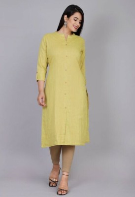 fashiology Women Solid Straight Kurta(Yellow)