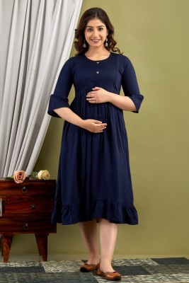 Mialo fashion Women Solid Anarkali Kurta(Dark Blue)