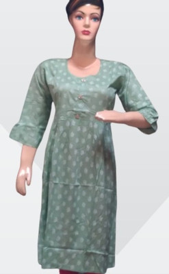 Tun Tun Fashion Girls Polka Print A-line Kurta(Green)