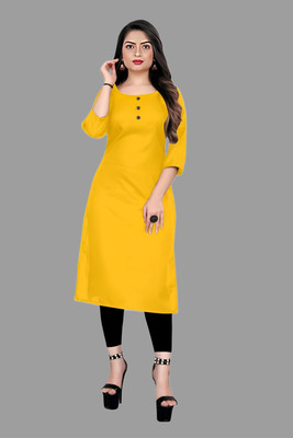 HouseOfCommon Women Self Design A-line Kurta(Yellow)