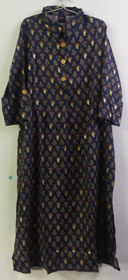 ANSH CREATION Women Block Print A-line Kurta(Blue)