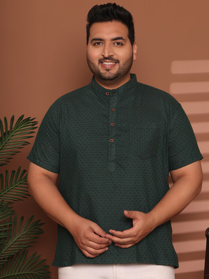 ED PLUS Men Solid Straight Kurta(Green)