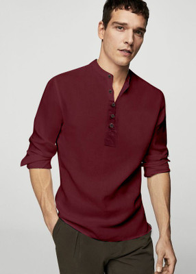ALVIN ENTERPRISE Men Solid Casual Maroon Shirt