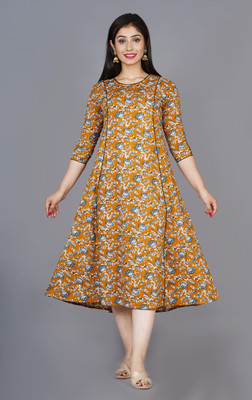 HouseOfCommon Women Printed A-line Kurta(Multicolor)