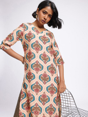 Anouk Rustic Women Floral Print Straight Kurta(Multicolor)