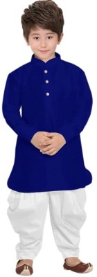 Metro Traders Boys Solid Straight Kurta(Dark Blue)