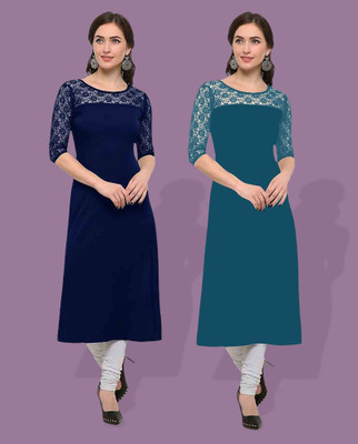 Maheshvi Women Self Design Straight Kurta(Multicolor)