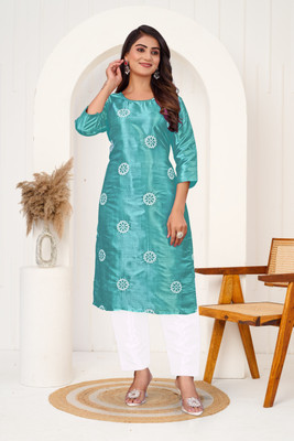 VSAAJ FASHION Women Printed A-line Kurta(Blue)