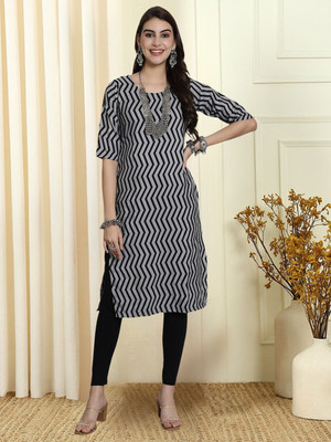 EthnicBasket Women Printed A-line Kurta(Black)