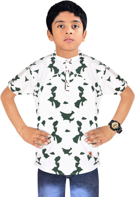 MADE IN THE SHADE Boys Self Design Straight Kurta(White)