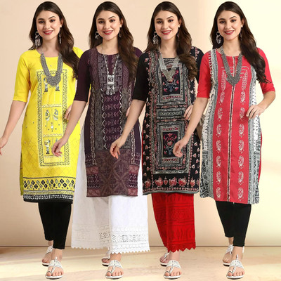 1 Stop Fashion Women Printed A-line Kurta(Multicolor)