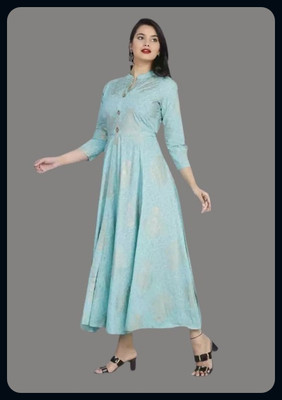 RACHNA FASHION Women Printed Anarkali Kurta(Blue)