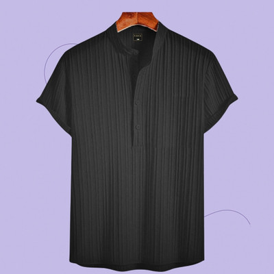 ANITA FASHION Men Printed Straight Kurta(Black)