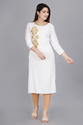 CANGO Women Self Design A-line Kurta(Gold)