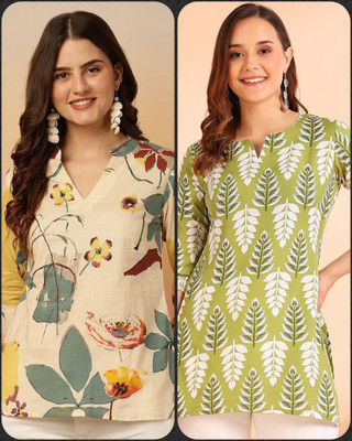 V And V Shop Women Floral Print A-line Kurta(Multicolor)