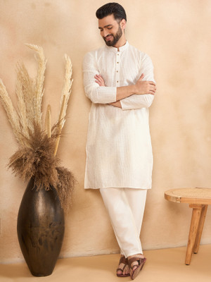 SWAGG INDIA Men Solid Straight Kurta(White)