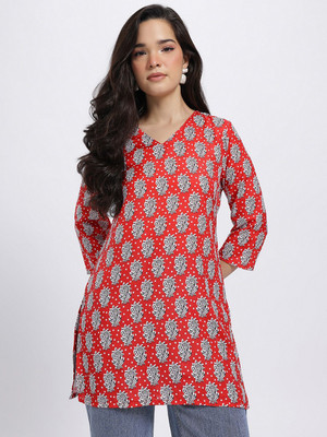Anouk Rustic Women Printed Straight Kurta(Red)