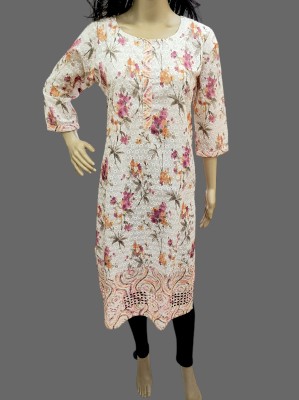 Taaraka creations Women Floral Print A-line Kurta(Beige, Light Green, Pink)