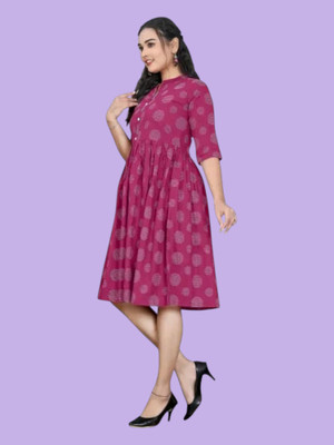 Texpa Creationh Women Printed Anarkali Kurta(Maroon)