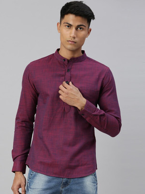 Kryptic Men Solid Straight Kurta(Red)