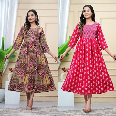Kadri Women Floral Print A-line Kurta(Multicolor)