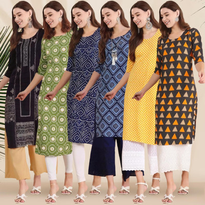 1 Stop Fashion Women Printed Straight Kurta(Multicolor)