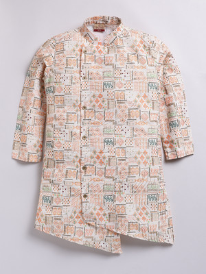 Tabard Boys Printed Straight Kurta(Multicolor)