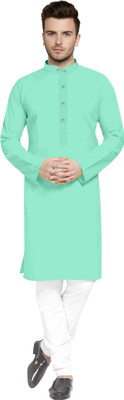 HouseOfCommon Men Solid Straight Kurta(Light Blue)