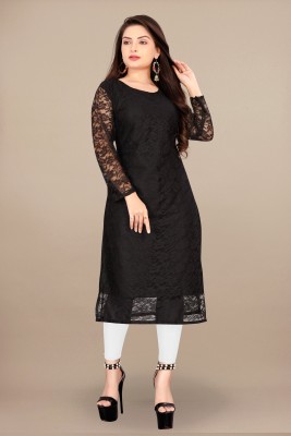 Lakshya Fashion Mart Women Self Design A-line Kurta(Black)