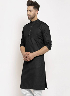 Rashmi Genz Men Printed Straight Kurta(Black)