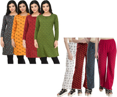 Indeweaves Women Self Design Straight Kurta(Multicolor)