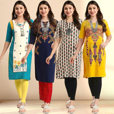 1 Stop Fashion Women Printed Straight Kurta(Multicolor)