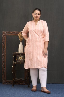 SHRITIKA Women Printed Straight Kurta(Orange, White)