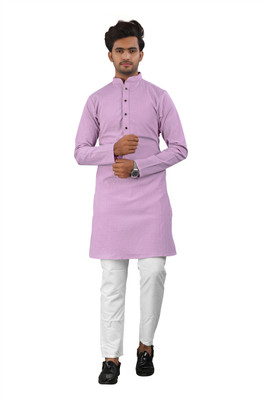swara creation Men Solid A-line Kurta(Purple)