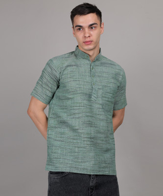 Zohan Men Self Design A-line Kurta(Green)